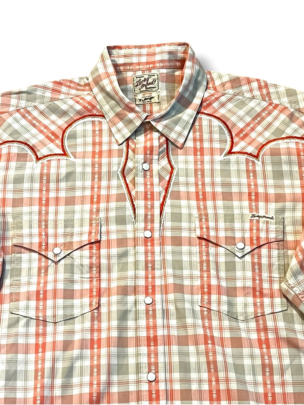 Vintage Lucky Brand Western Shirt Mens XL Plaid Snap Front Pockets Rodeo Cowboy